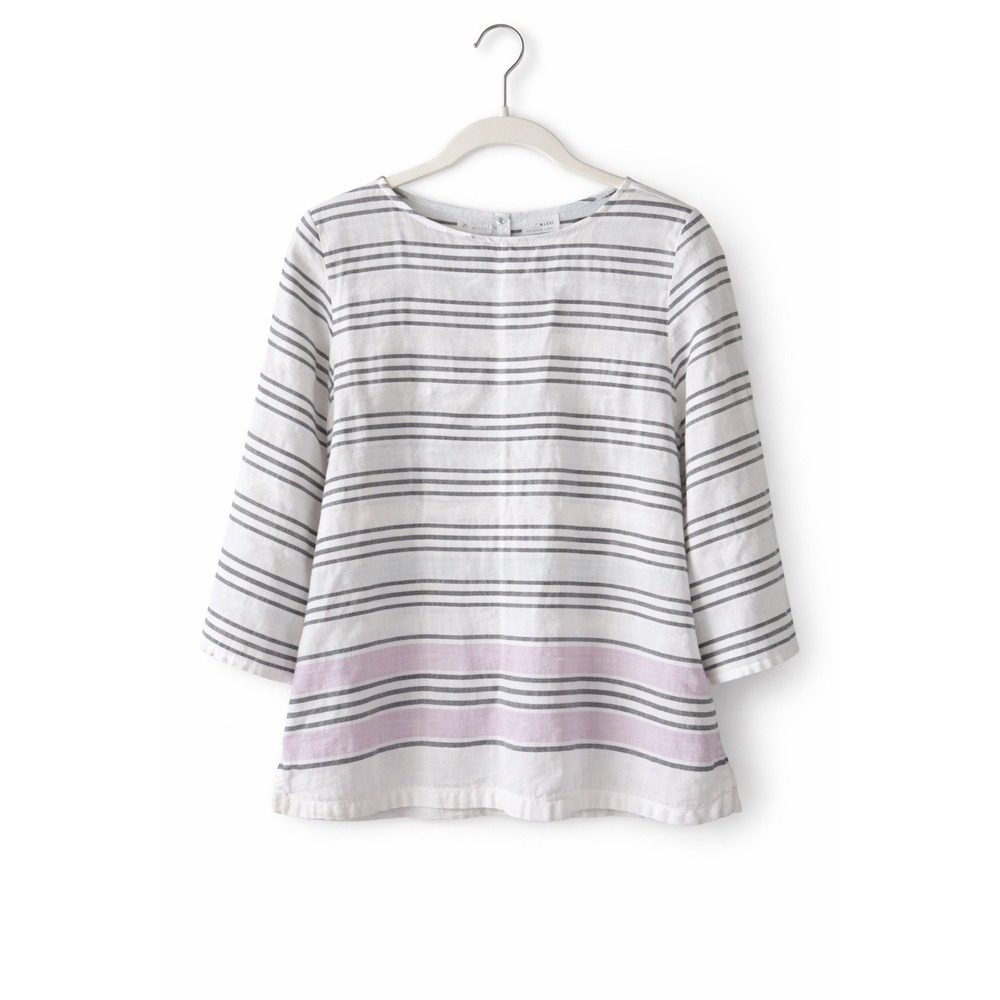 J.Jill Love Linen Top Medium Petite Striped 100% Linen Lightweight Coastal